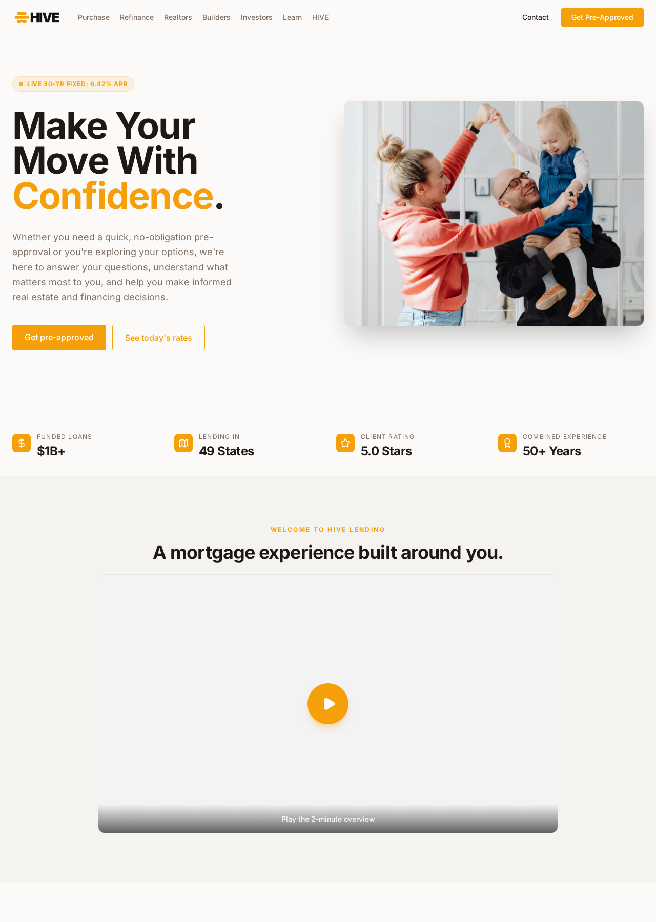 Hive Lending Hub homepage